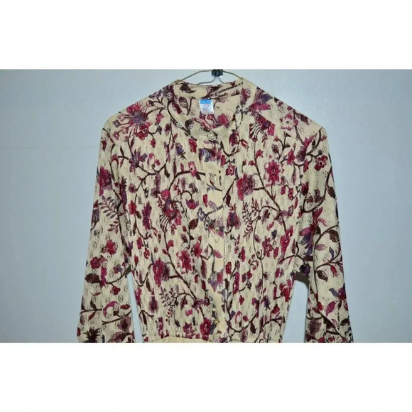 VTG 60'S Union Made Purple Maroon Cream Floral Lace Polyester Dress Size 16 - Picture 2 of 8